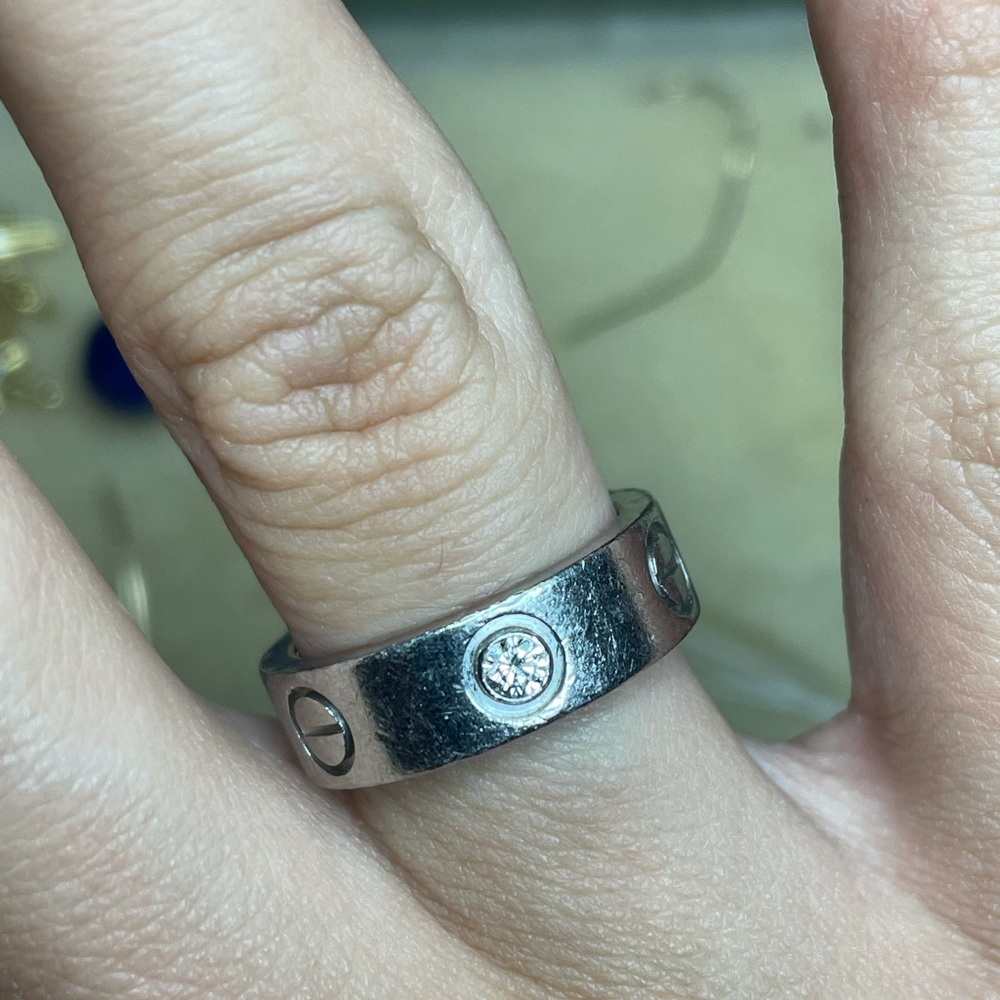 Cartier love ring platinum 1 diamond - Picture 14 of 14